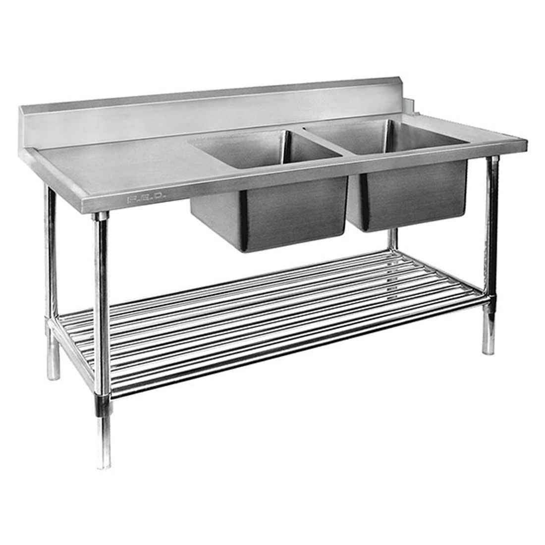 Right Inlet Double Sink Dishwasher Bench DSBD7-1800R/A - Image 2