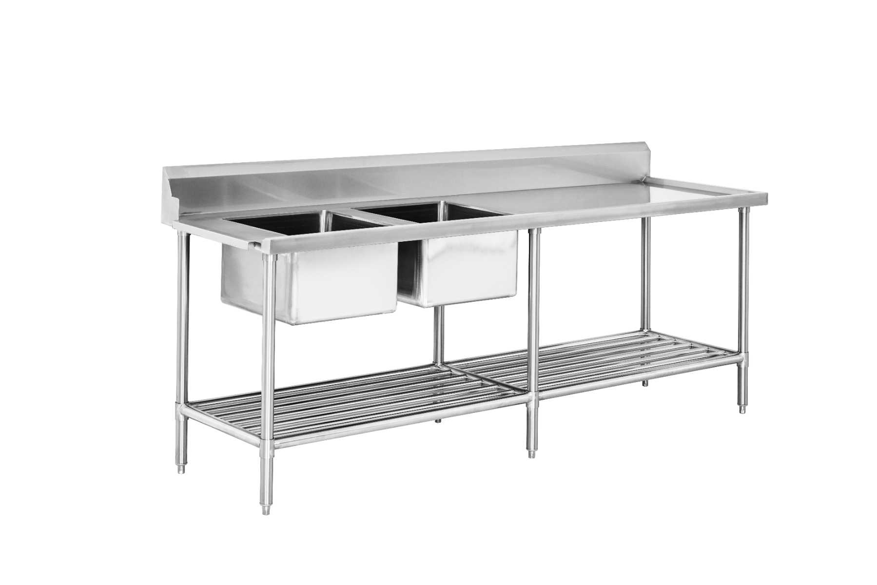 DSBD7-2400L/A Left Inlet Double Sink Dishwasher Bench - Image 3