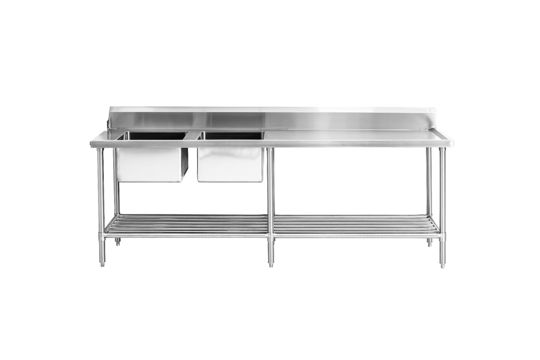 DSBD7-2400L/A Left Inlet Double Sink Dishwasher Bench - Image 2