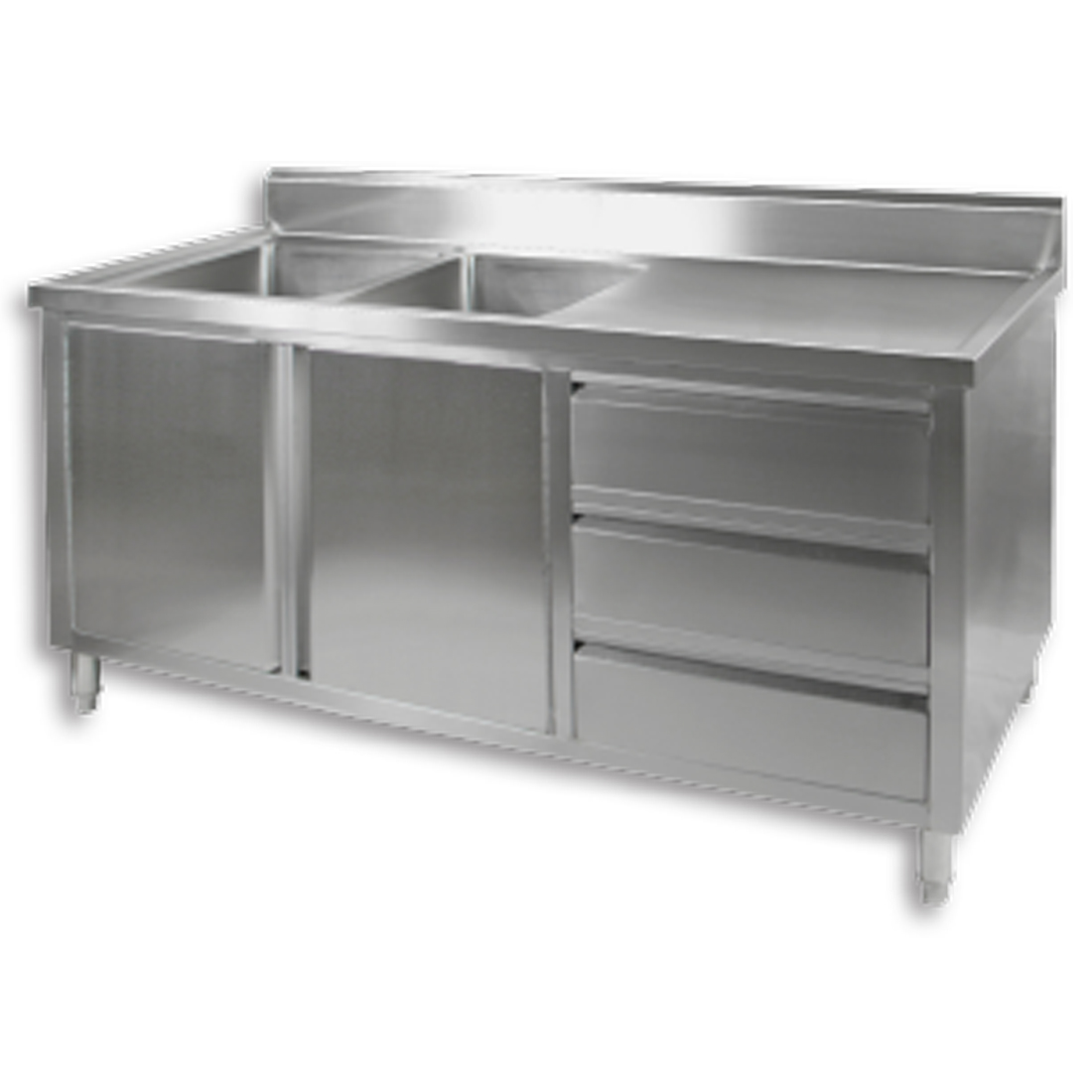 DSC-1800L-H Kitchen Tidy Cabinet with Double Left Sinks - Image 3