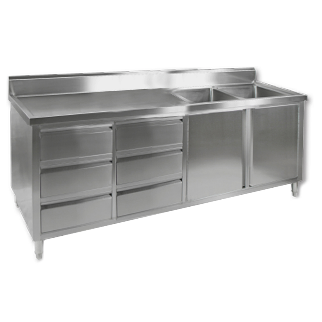 DSC-2100R-H Kitchen Tidy Cabinet with Double Right Sinks - Image 3