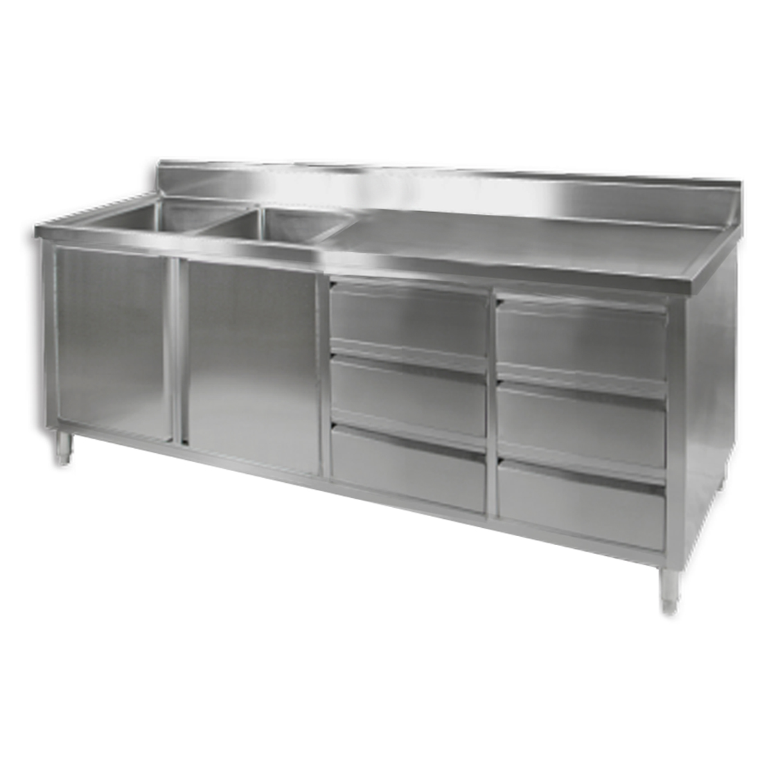 DSC-2400L-H Kitchen Tidy Cabinet with Double Left Sinks - Image 3