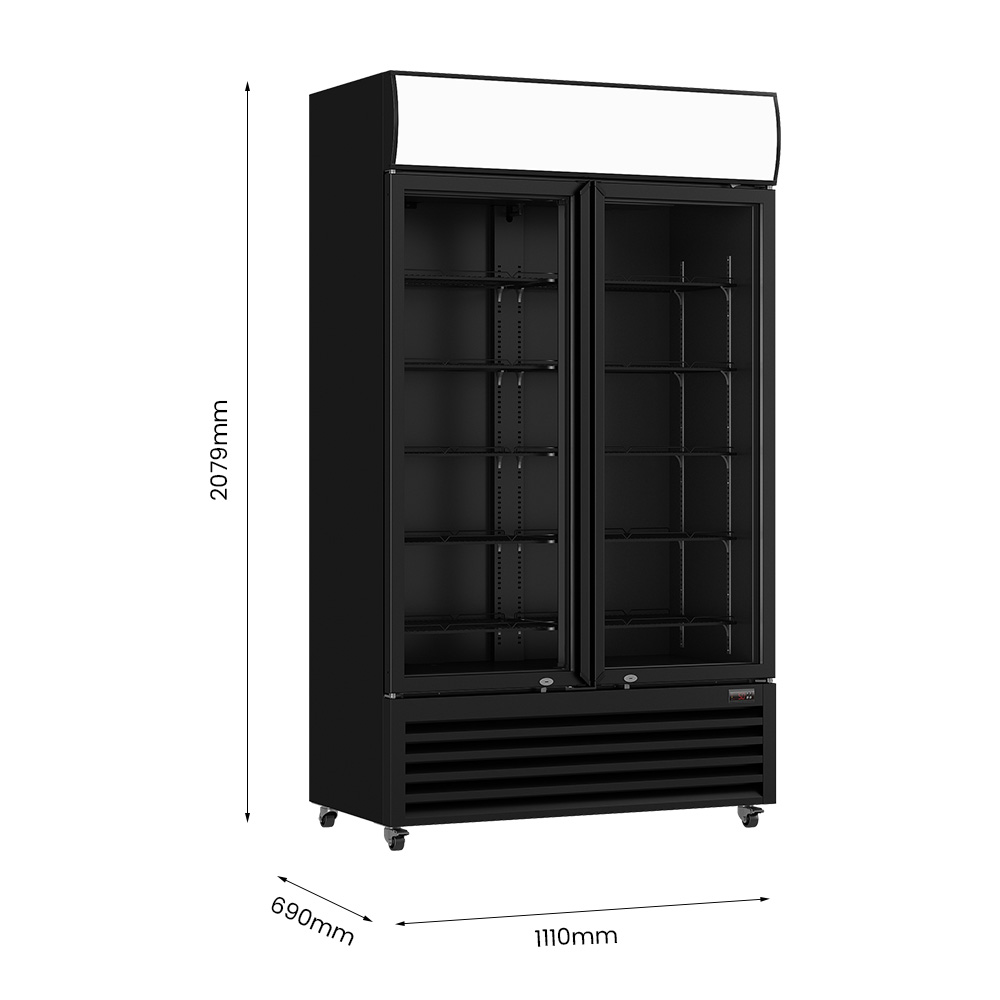 Thermaster Colourbond Upright Beverage Fridge 2 Doors Black - LG-1000BP - Image 3