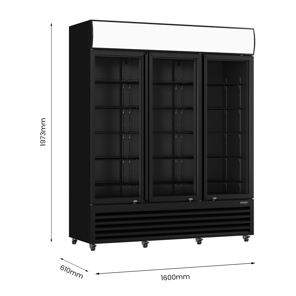 Thermaster Three Glass Door Colourbond Upright Drink Fridge - LG-1203BP - Image 3