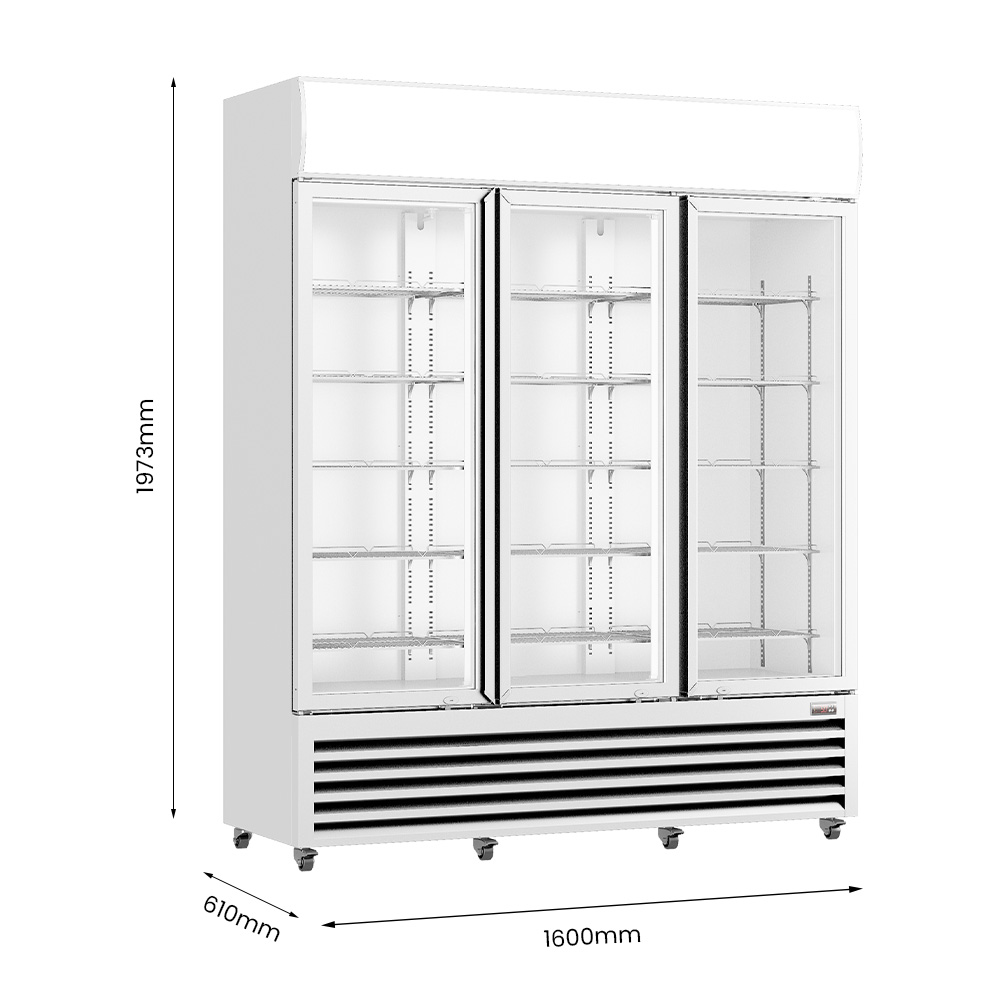 Thermaster Three Glass Door Colourbond Upright Drink Fridge LG-1203P - Image 3