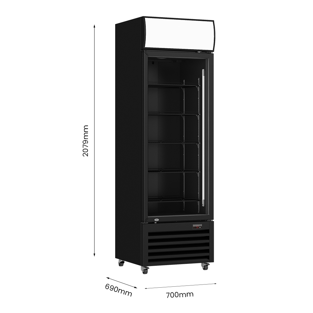 Thermaster Single Glass Door Black Colourbond Upright Drink Fridge - LG-540BP - Image 3