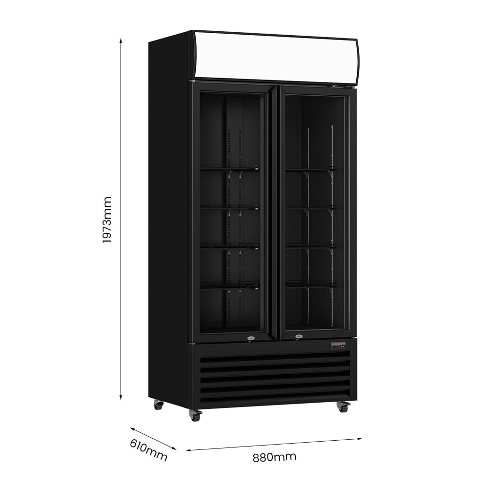 Thermaster Double Glass Door Colourbond Upright Drink Fridge - LG-580BP - Image 3