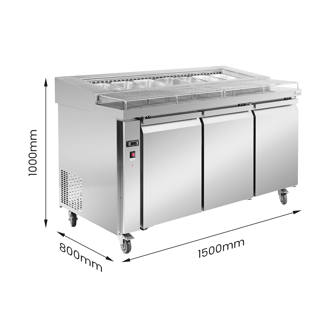 PWB150 three door DELUXE Pizza Prep Bench - Image 3