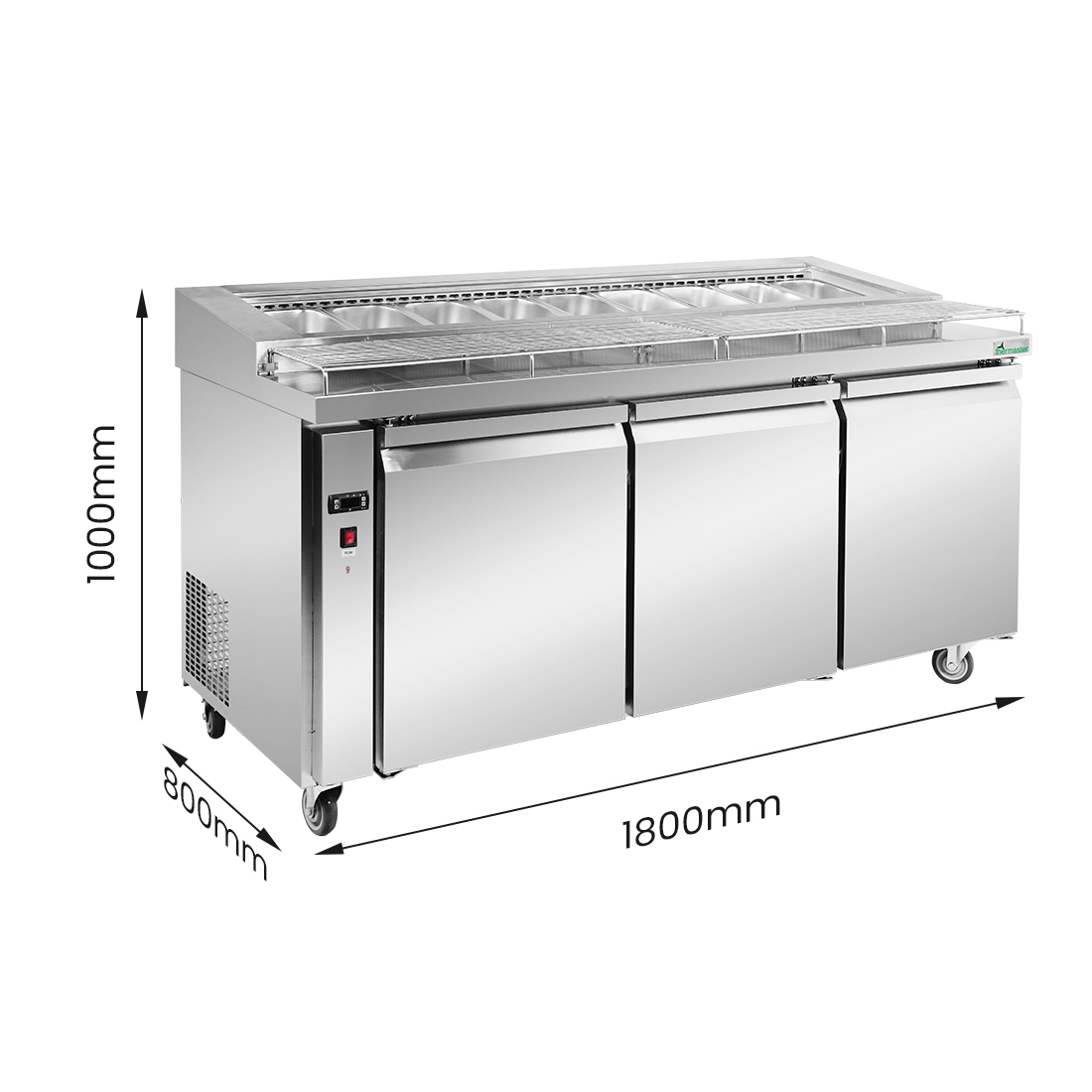 Thermaster three door DELUXE Pizza Prep Bench - PWB180 - Image 3