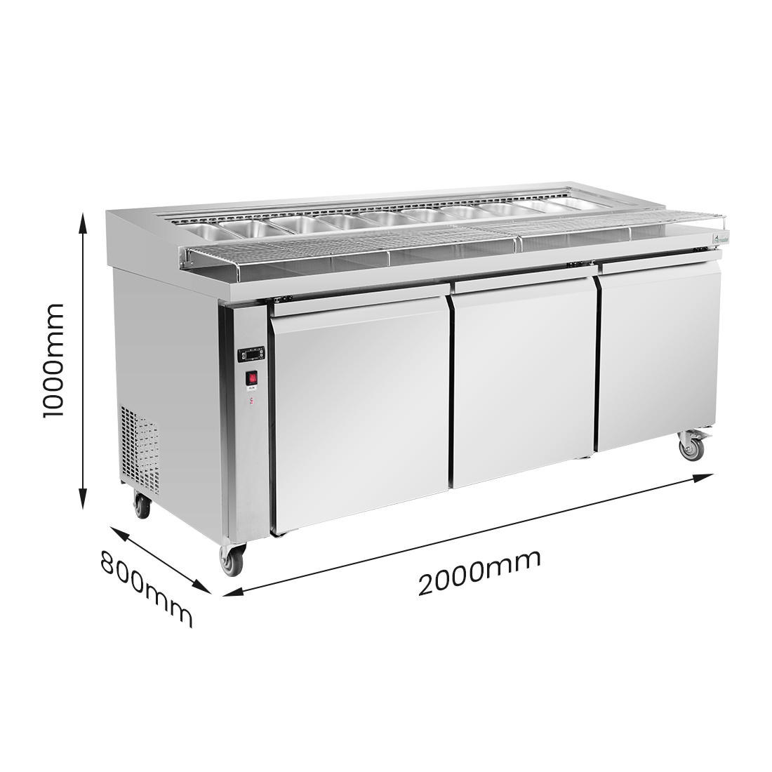 Thermaster Three door DELUXE Pizza Prep Bench - PWB200 - Image 3