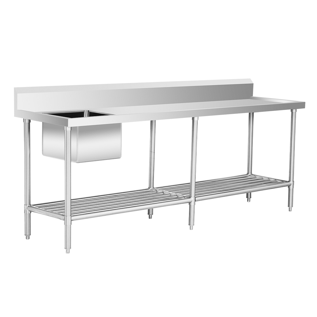 SSB6-2400L/A Single Left Sink Bench with Pot Undershelf - Image 6