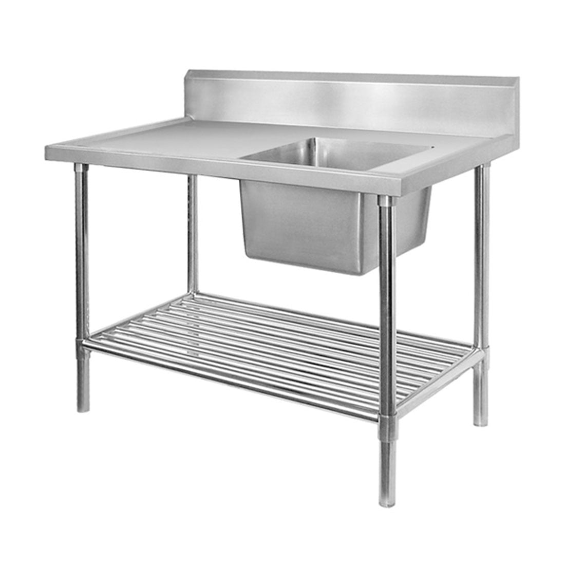 SSB6-2400R/A Single Right Sink Bench with Pot Undershelf - Image 3