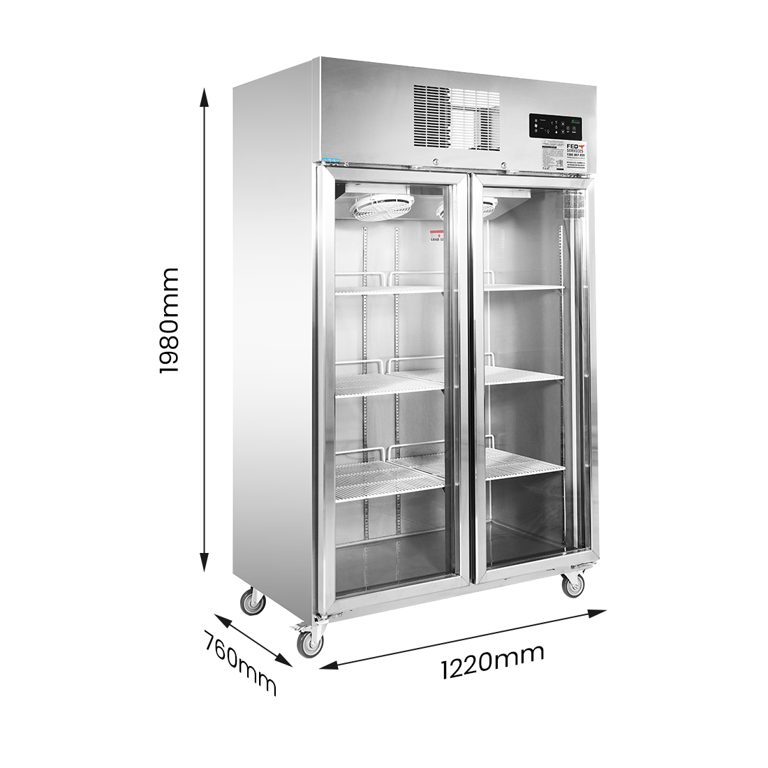 Thermaster Double Door Upright Display Fridge - SUCG1000 - Image 3