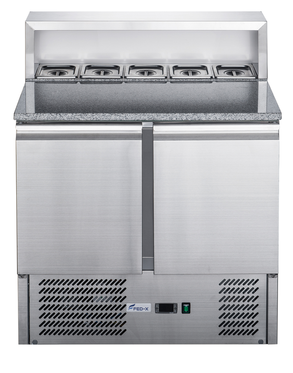 FED-X Two Door Salad Prep Fridge with Marble Top - XGNS900E - Image 2