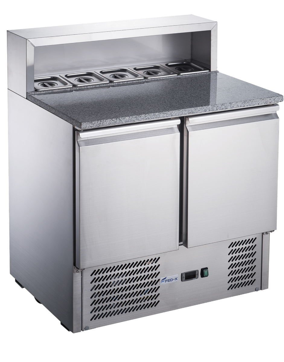 FED-X Two Door Salad Prep Fridge with Marble Top - XGNS900E - Image 3