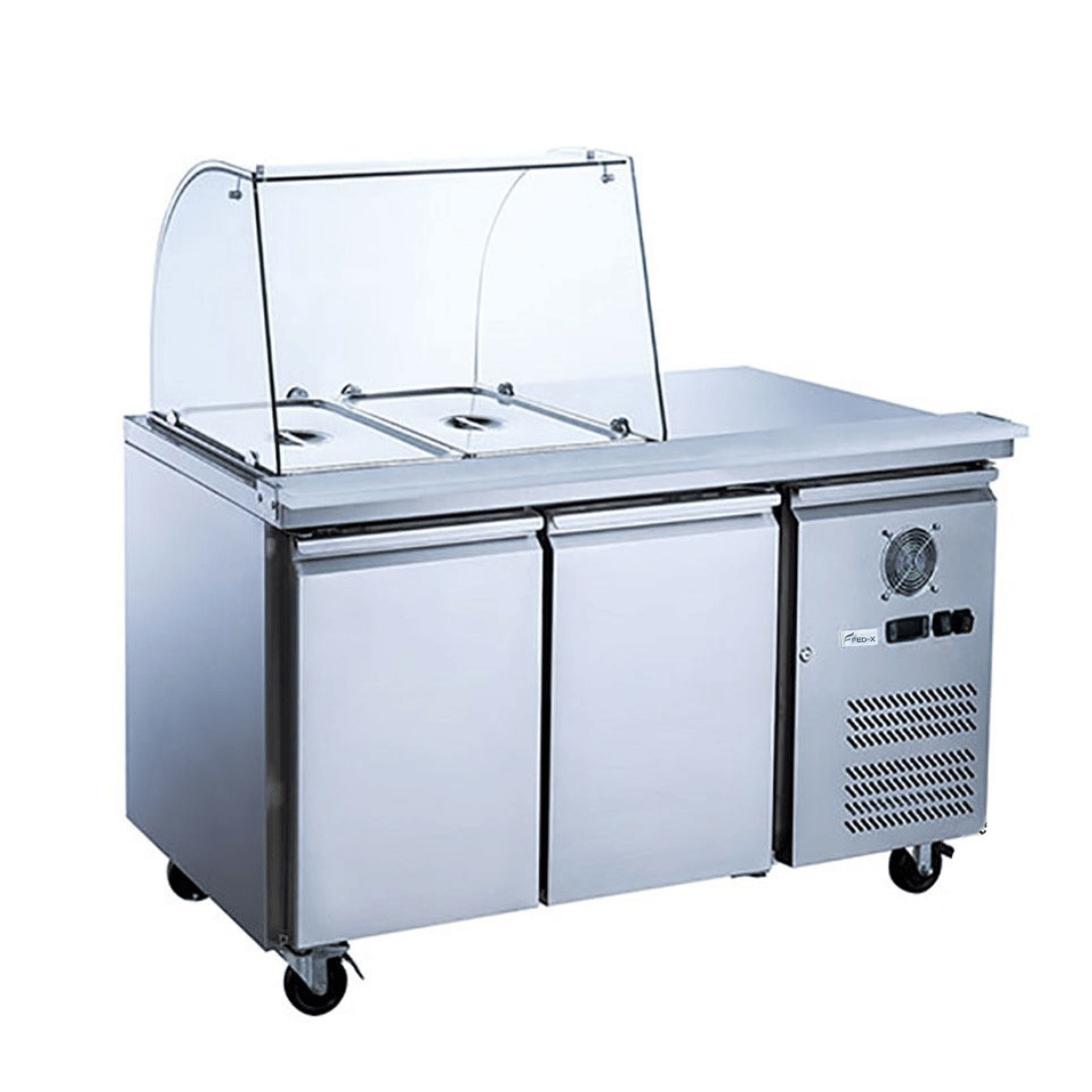 FED-X Two Door Salad Prep Fridge with Curve Glass Top - XTHP2100SALGC - Image 2
