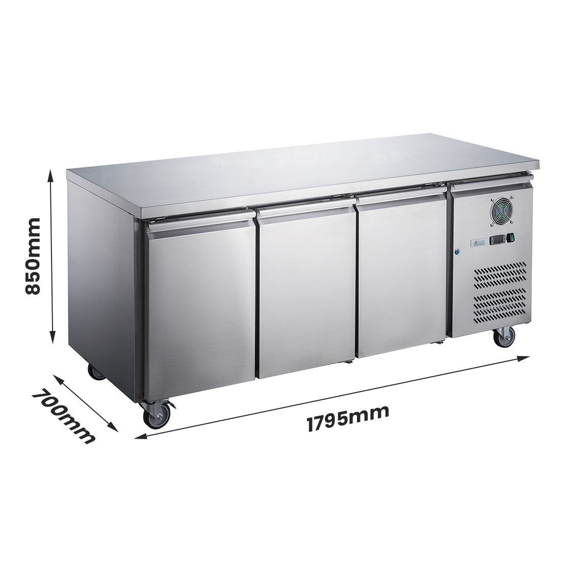 FED-X S/S Three Door Bench Fridge - XUB7C18S3V - Image 3