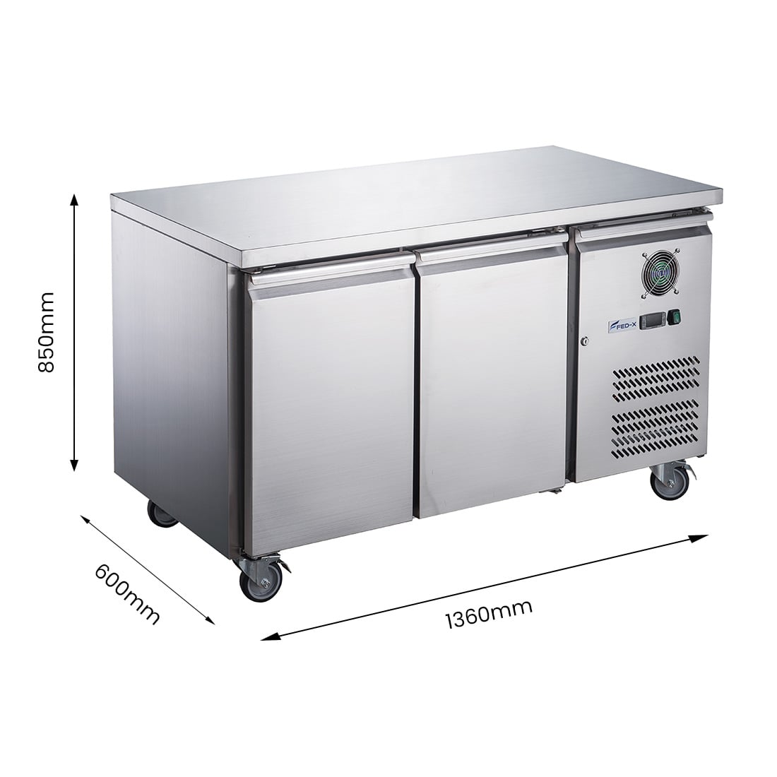 FED-X S/S Two Door Bench Fridge - XUB6C13S2V - Image 3