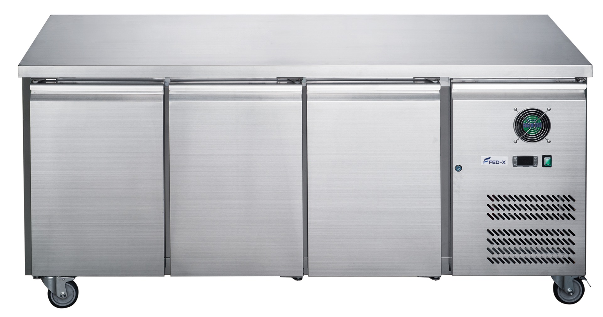 FED-X S/S Three Door Bench Freezer - XUB6F18S3V - Image 2