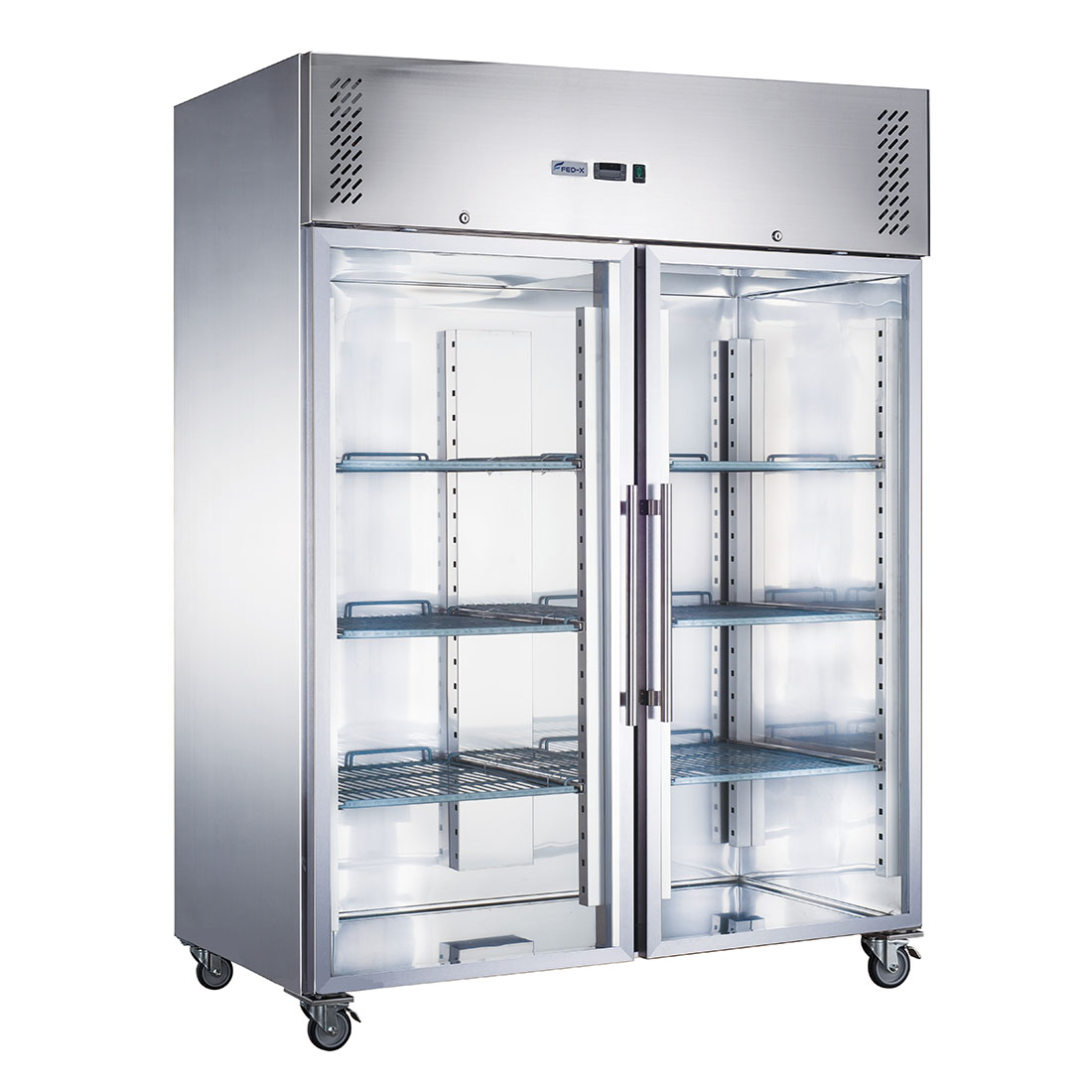 FED-X S/S Two Full Glass Door Upright Fridge - XURC1410G2V - Image 2
