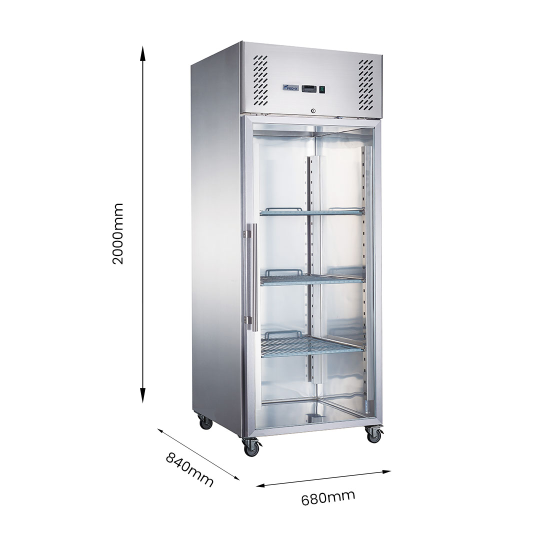 FED-X S/S Full Glass Door Upright Fridge - XURC600G1V - Image 3