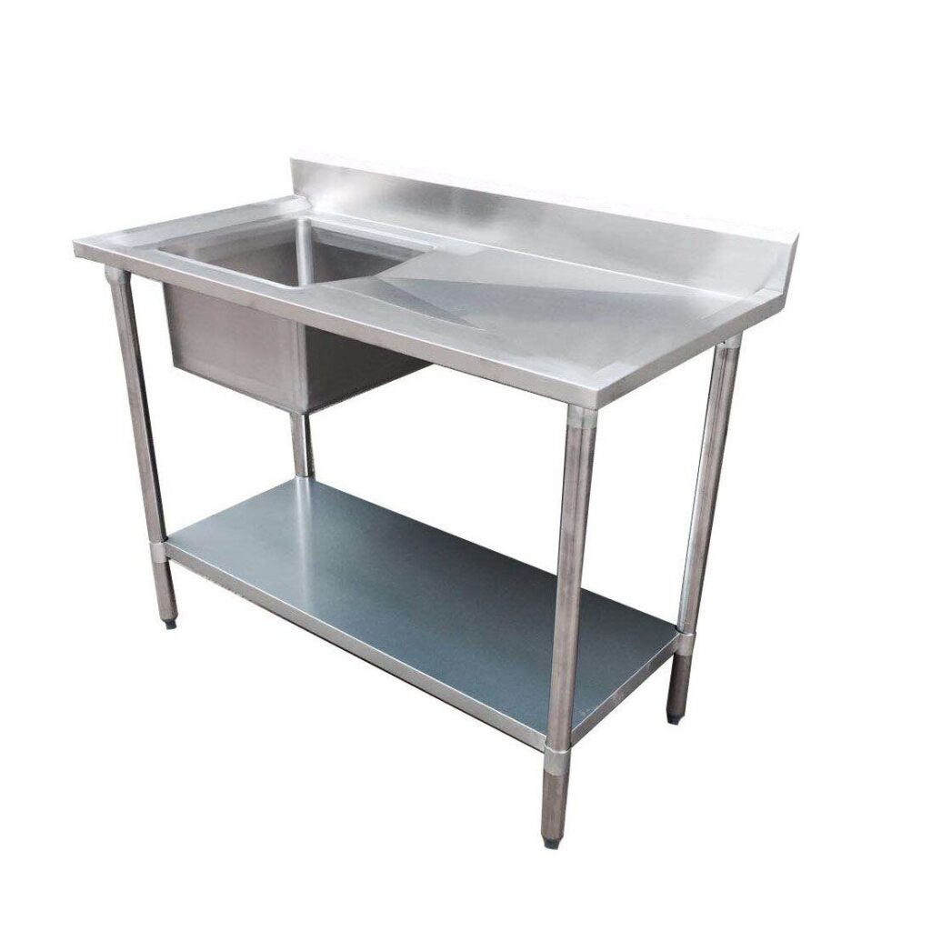Modular Systems single sink bench, left – 1200 × 700 × 900 mm