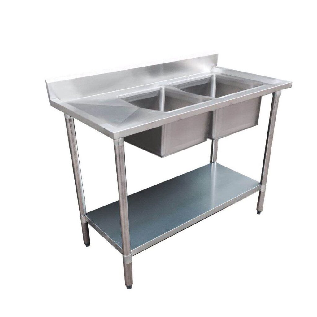 Modular Systems double sink bench, right – 1800 × 700 × 900 mm