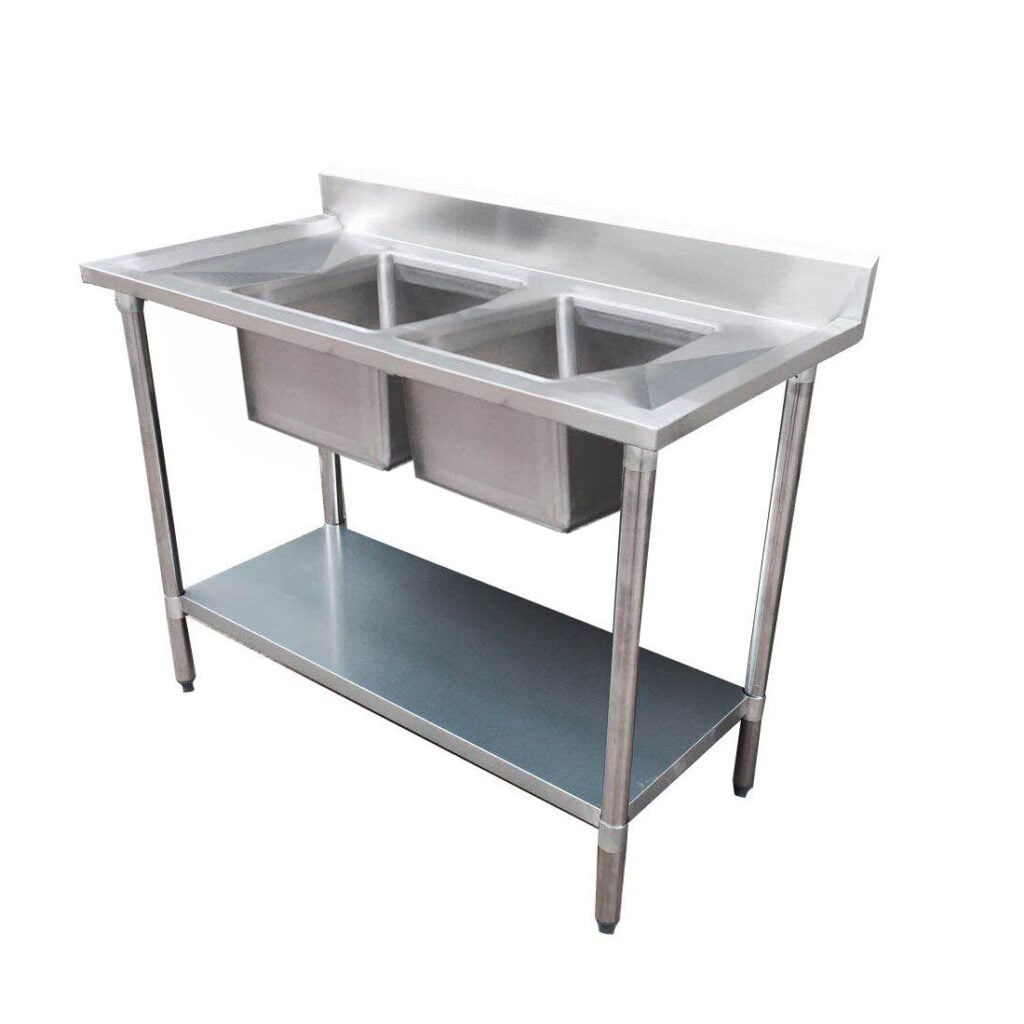 Modular Systems double sink bench, centre – 2400 × 700 × 900 mm