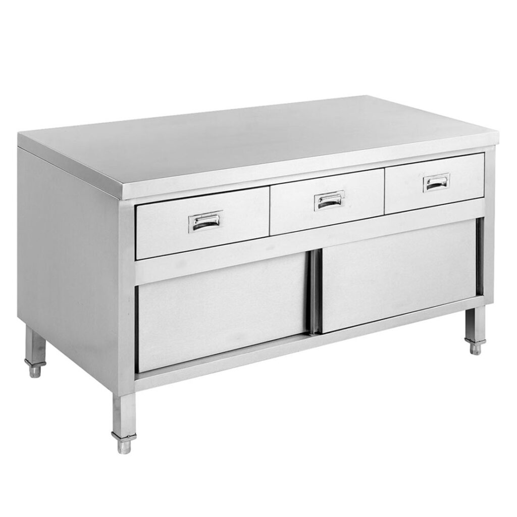 Modular Systems cabinet bench, doors + 3 drawers – 1200 × 700 × 900 mm