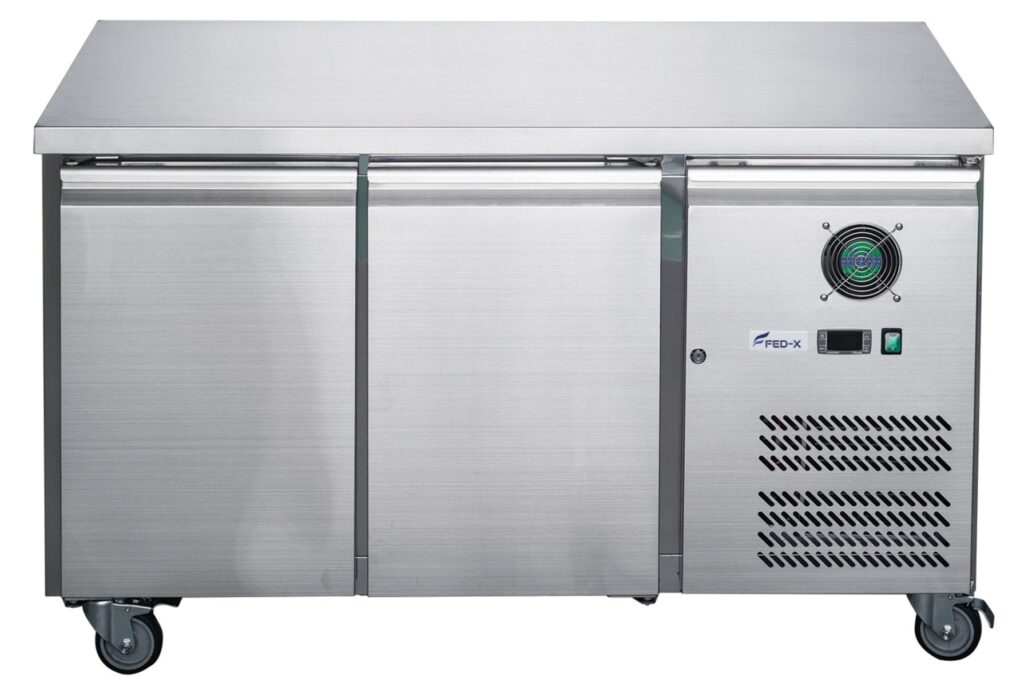 Ex-showroom Fed-X 2-door bench fridge, 282L gross - QLD127