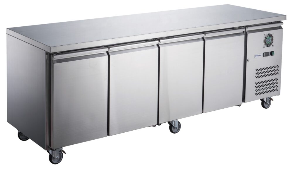 Seconds Fed-X 4-door bench fridge, 553L gross - QLD118